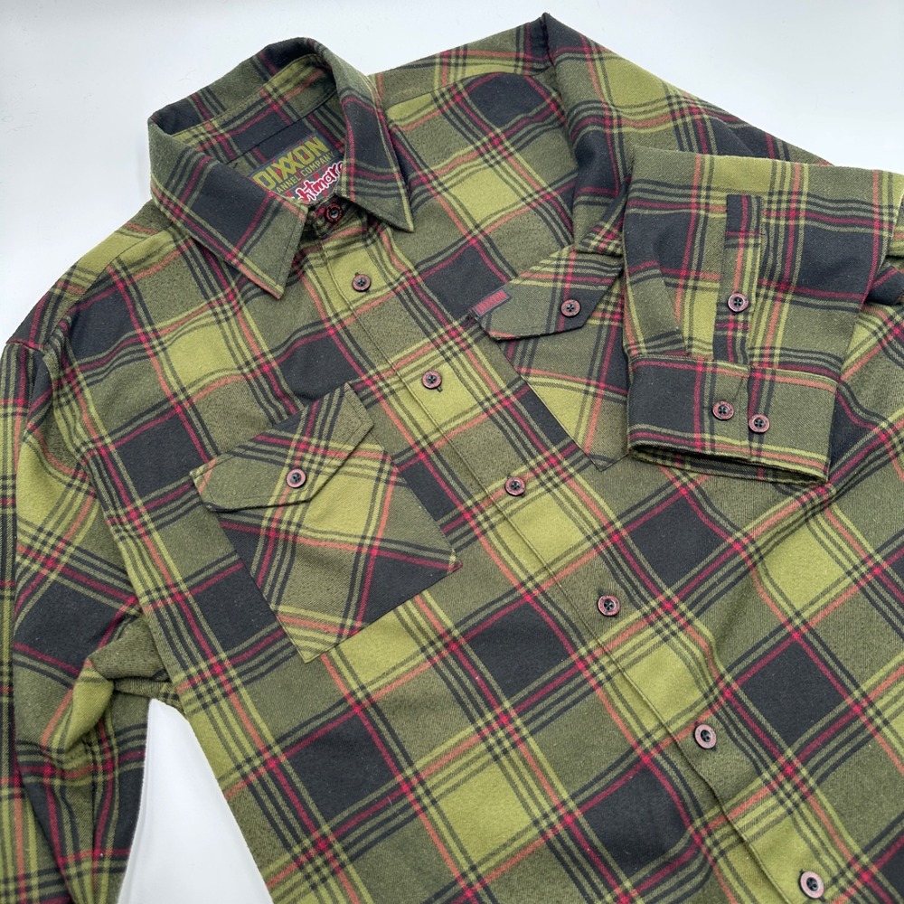 Dixxon Flannel Shirt Women XL Green The Nightmare Plaid D-Tech Button Up Biker